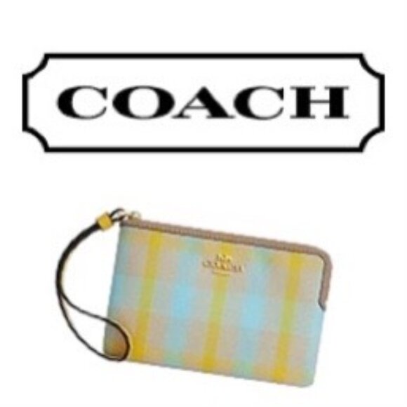 Coach Corner Zip Wristlet Bag In Bright Maize Multi Color Print- Designer - NWT - Picture 4 of 11